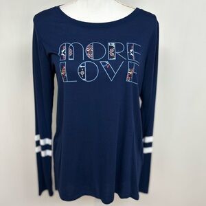 NEW Zelos Navy Blue Graphic Long Sleeve Top size M